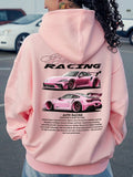 Casual Printed T-Shirt, Hooded Loose Sweatshirt, Gift For Car Enthusiasts, Car-Themed T-Shirt,Long Sleeve Tops